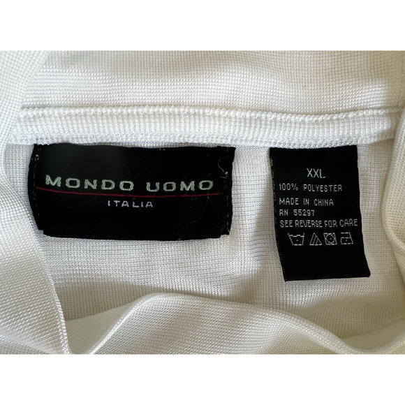 MONDO UOMO Italia Men’s XXL Shirt white Sports Athleisure Pickleball mock neck - Picture 3 of 5